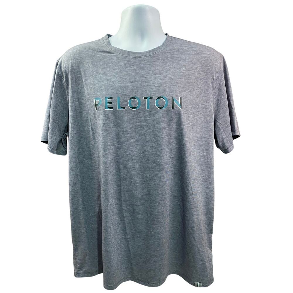 Peloton X Fourlaps T Shirt Mens L Gray Short Sleeve RE-UP Running Logo Tee